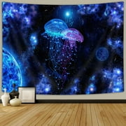 Blacklight Fantasy Marine Life Tapestry, Black Light Ocean Animal Tapestry, UV Reactive Colorful Jellyfish Tapestry for Bedroom Apartment Dorm Living Room Decor Wall Hanging Tapestries 60X40 inches
