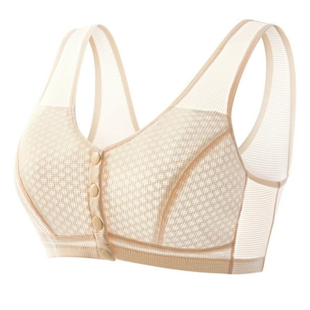 Gnurob Women Racerback Sports Bra Wireless Padded Bralette Plus Size Full Support Underwear Non Underwire Seamless Bras Lightly Breathable Bralettes Clearance Saving Beige 90B