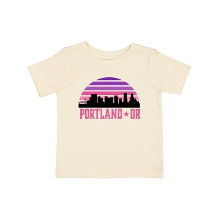 

Inktastic Portland Oregon Retro Sunset Skyline Gift Baby Girl T-Shirt