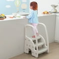 thumbnail image 4 of Gymax Three-Step Stool for Toddlers Children Step up Leaning Helper w/Safety Handles Grey, 4 of 10