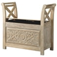 thumbnail image 4 of Signature Design by Ashley - Fossil Ridge Accent Bench - Carved Floral Pattern - Antique White, 4 of 4