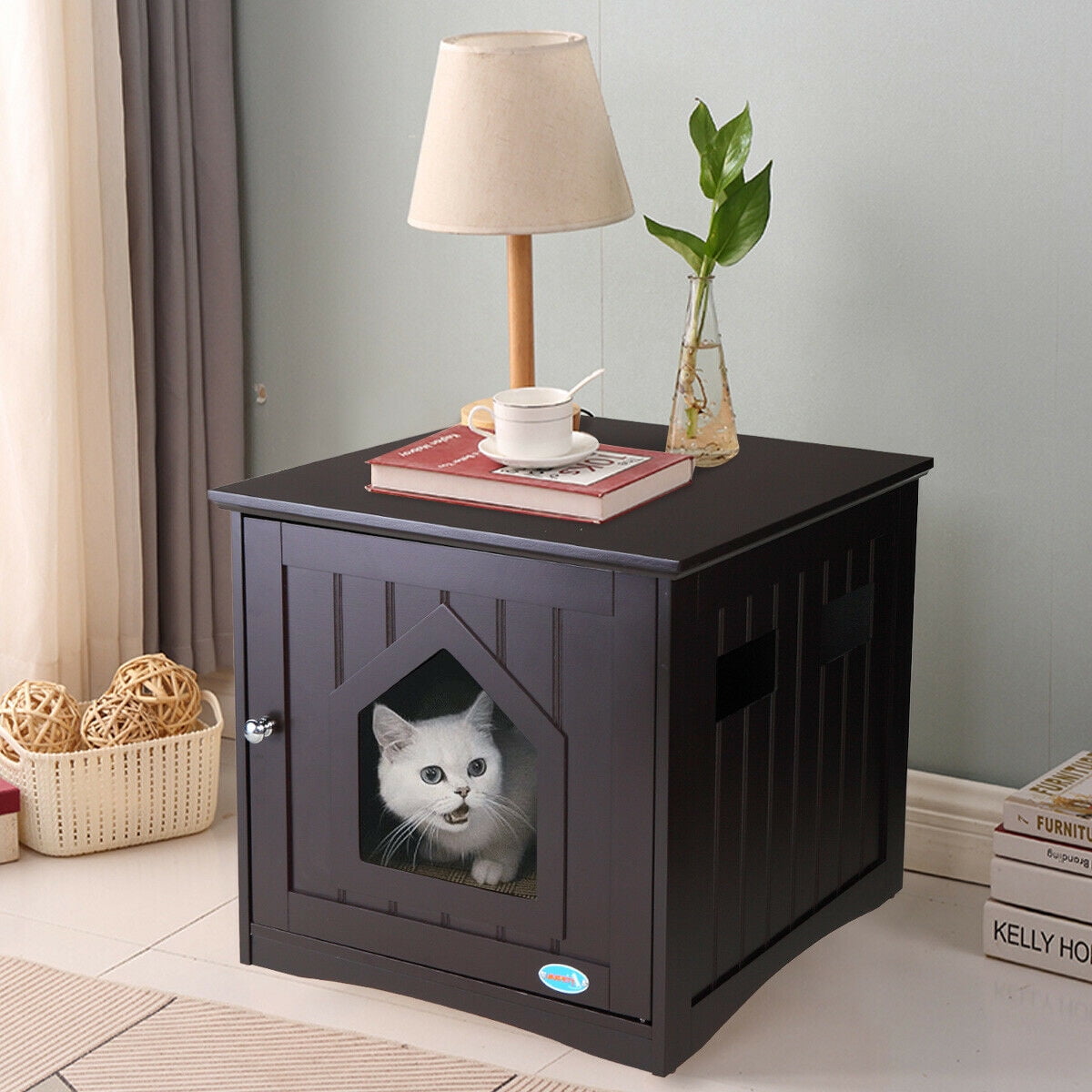 Veryke Cat Houses, Cat Shelter, Pet House Ottoman, Multipurpose Cat or Small Dog Bed Cube Cat Furniture, Brown Veryke Cat Houses, Cat Shelter, Pet House Ottoman, Multipurpose Cat or Small Dog Bed Cube Cat Furniture, Brown