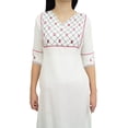 thumbnail image 2 of Bimba Women's Designer White Rayon Mirror Embroidery Casual Sassay Tunic - 16, 2 of 3