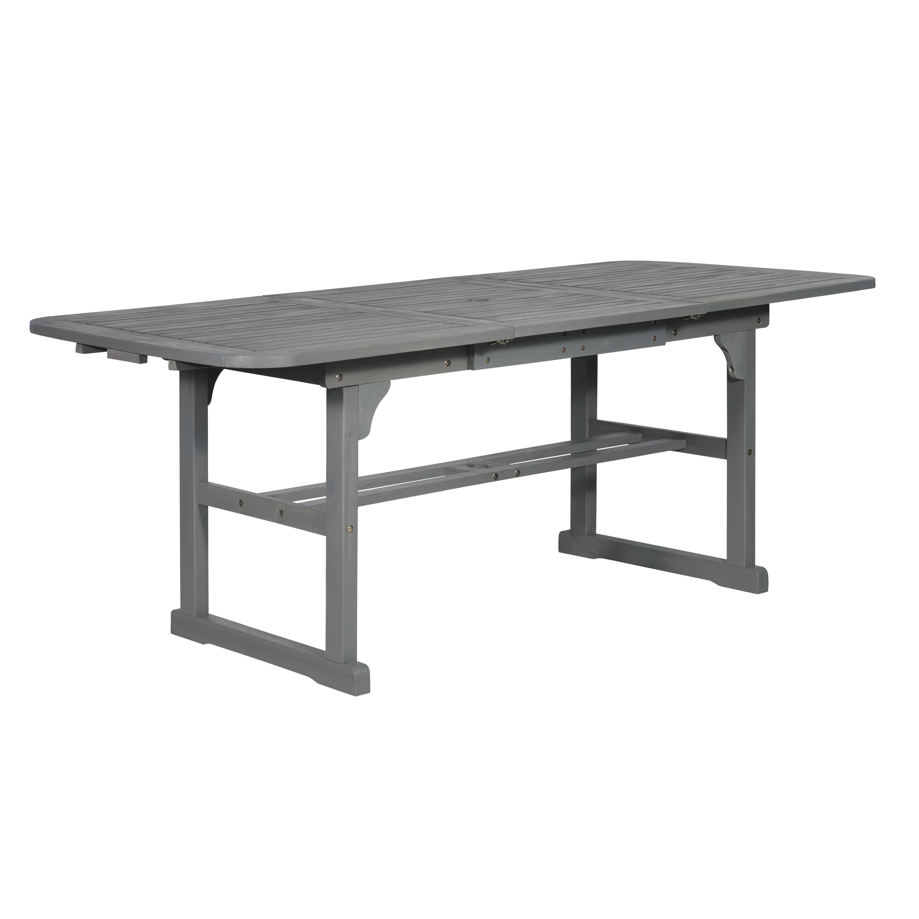 Walker Edison Wood Outdoor Patio Extendable Dining Table, Grey Wash