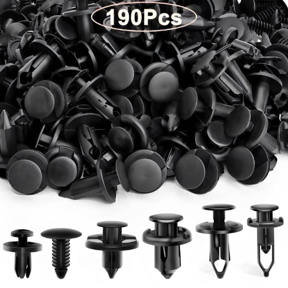 190Pcs Universal Car Body Fastener Clips, Plastic Rivets Panel Fender Retainer Assortment Kit