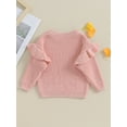 thumbnail image 4 of Wassery Infant Baby Girls Sweaters Toddler Girls Ruffle Long Sleeve Crew Neck Loose Knitted Pullovers 3 6 9 12 18 24 Months Newborn Girls Fall Winter Warm Clothes, 4 of 9
