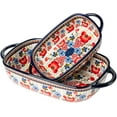 thumbnail image 1 of ONECCI Baking Dish Ceramic Baking Pan Blue Casserole Dish Porcelain rectangular Baking Set 2pcs Bakeware Sets Lasagna Pan Baking Dishes for oven(Honey Flower), 1 of 8