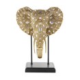 thumbnail image 6 of 13" x 8" Gold Resin Beaded Elephant Sculpture with Rhinestone Accents and Black Metal Stand, by DecMode, 6 of 9