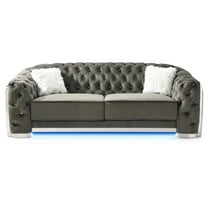 Sapphire 94 in. W Flared Arm Velvet Straight Sofa in Grey
