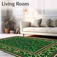 thumbnail image 2 of ODIKA 6'x9' Machine Washable Non-Slip Area Rug, Elegant Holiday Design with Interlocking Holly and Berries High Traffic Rug with Pad, Green, 632193, 2 of 8