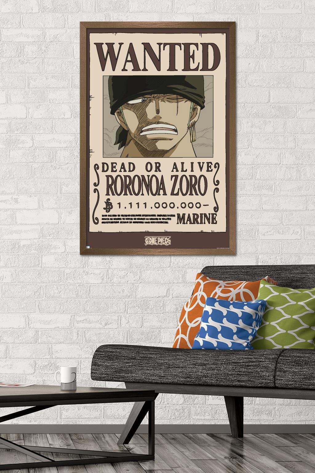 One Piece - Roronoa Zoro Wanted Poster Wall Poster, 14.725