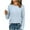 Light Blue, variant on fatyb Long Sleeve Eyelet Tops for Women Crew Neck Solid Color Casual Shirts Fashion Womens Loose Blouses