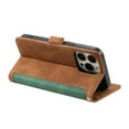 thumbnail image 6 of Wallet Case for iPhone 14,Decase Double Color Retro Style Protective PU Leather Folio Cover with Card Holder & Hand Strap,Men Women Stylish Flip Case,for Apple iPhone 14 - Green, 6 of 6