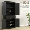 thumbnail image 5 of Resenkos 72-Inch Freestanding Pantry Cabinet with Four Doors, Features a Large Central Drawer and Three Adjustable Interior Shelves for Storage, Black, 5 of 7