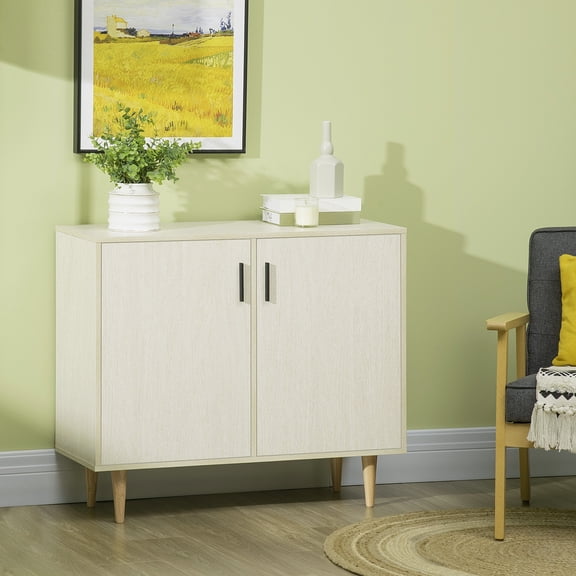 HOMCOM Double Doors Adjustable Shelves Wood Legs Sideboard Accent Buffet Cabinet