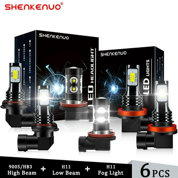 6x For Toyota Highlander 2014-2020 9005 H11 LED Headlight Bulbs   H11 Fog Light Kit Bright White 6000K