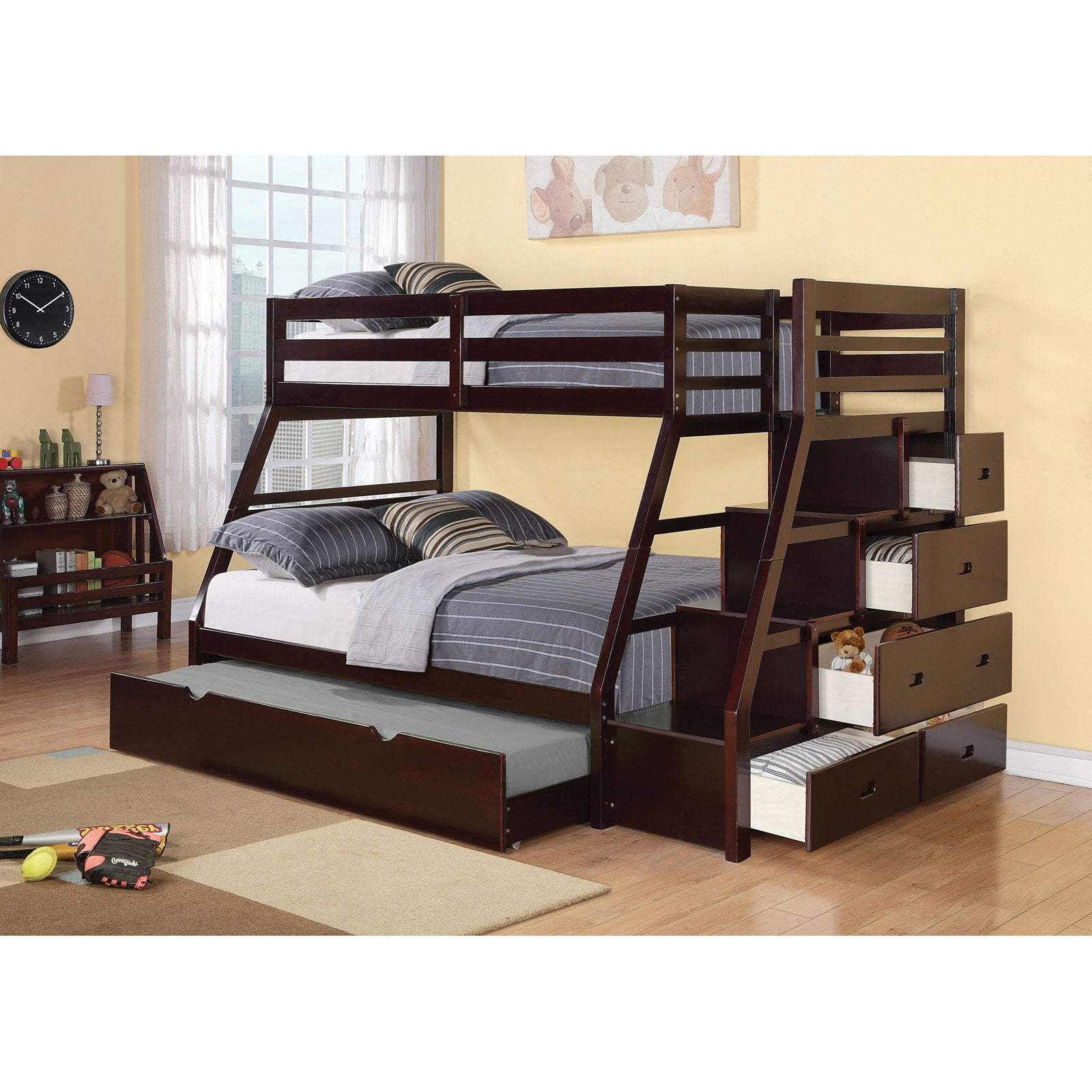Acme Furniture Jason Twin Over Full, Your Zone Twin Over Full Bunk Bed Walnut