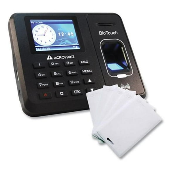 Acroprint BTR150 BioTouch Time Clock & Badges Bundle - Black