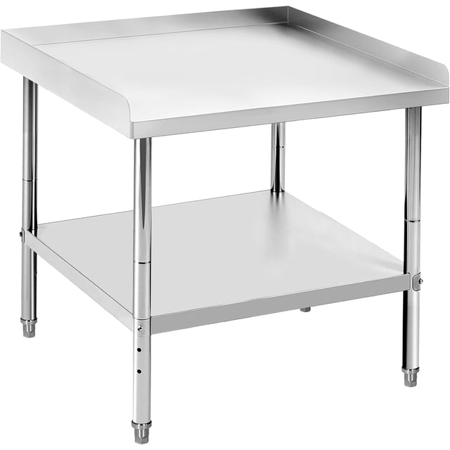 30 In x30 In x30 In Stainless Steel Grill and Equipment Stand - NSF-Certified Heavy-Duty Prep Table with Adjustable Legs and 2 In Edge Baffle