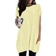 thumbnail image 2 of Gbsyewxs Womens Tops Short Sleeve Crew Neck Solid Color Loose Summer T Shirts For Women Light Yellow, 2 of 9