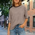 thumbnail image 4 of Neewe Women Oversized Striped Crewneck Tops Long Sleeve Color Block Lightweight Pullover Tops Casual Loose Workout Shirt, 4 of 8