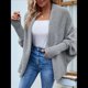 thumbnail image 5 of Suéter Tipo Cárdigan para Mujer, de Gran Tamaño, de Punto Grueso, Holgado, Cruzado, con de Murciélago y Frente Abierto Gris XL, 5 of 10