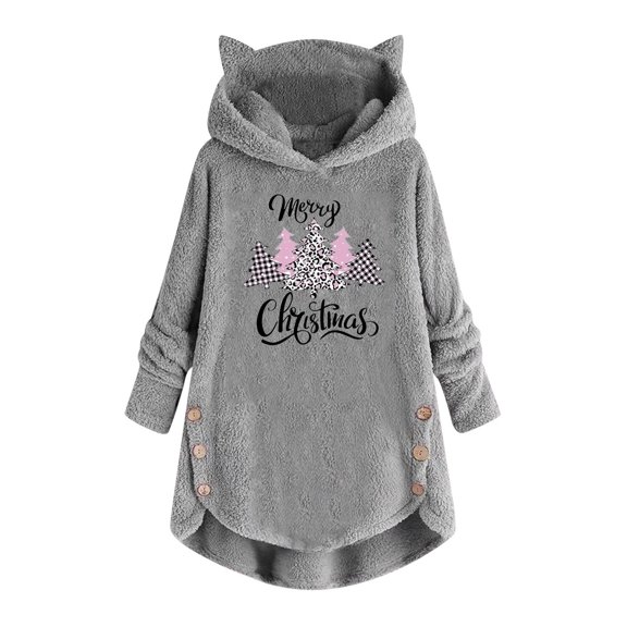 Dyegold Plus Size Womens Jacket Fall Savings Ladies Hooded Fuzzy Warm Coats Winter Coats Casual Merry Christmas Sweater Graphic Teen Girls Sweatshirts Cute Lightweight Hoodie Plus Size Tops Outwear