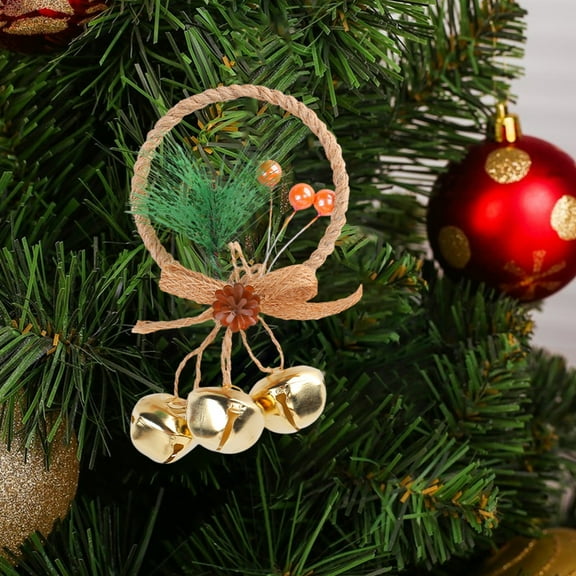 SCNOR Christmas Bell Ornaments with Bow & Berries - Metal Christmas Tree Decorations, Rustic Red Plaid/Gold Jute Styles, Holiday Hanging Decor for Tree Wreath Door