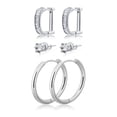 thumbnail image 1 of Aretes JeenMata 3 Pares de Aros huggies con piedras talladas en baguette, 1 of 4