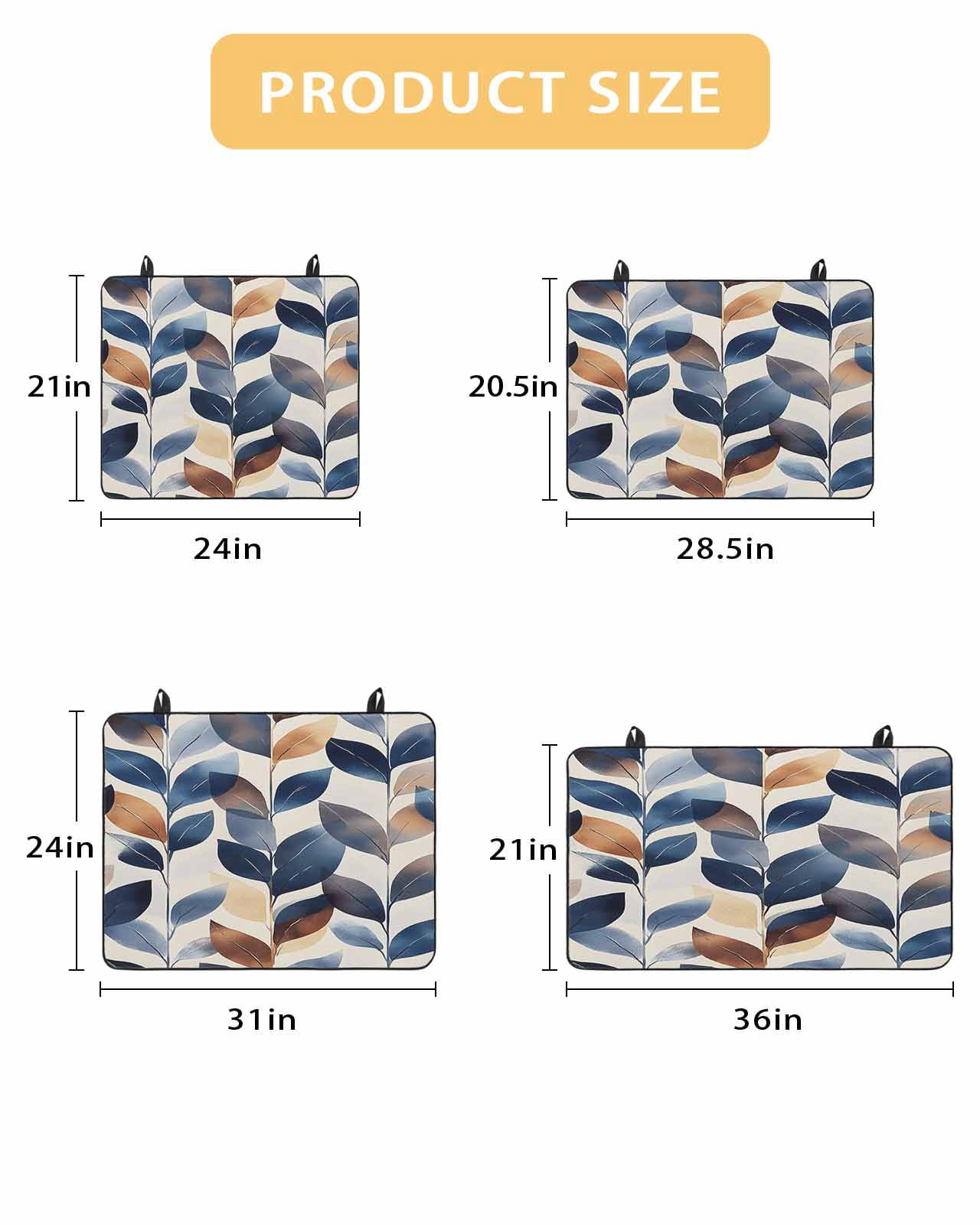 nqOlkjepod Large Induction Cooktop Protector Mat 24"x21", Navy Blue Burnt Orange Botanical Stove Top Covers for Electric Stove, Wildflower Palm Leaf Stove Burner Cover Mats, Glass Top Stove Cover