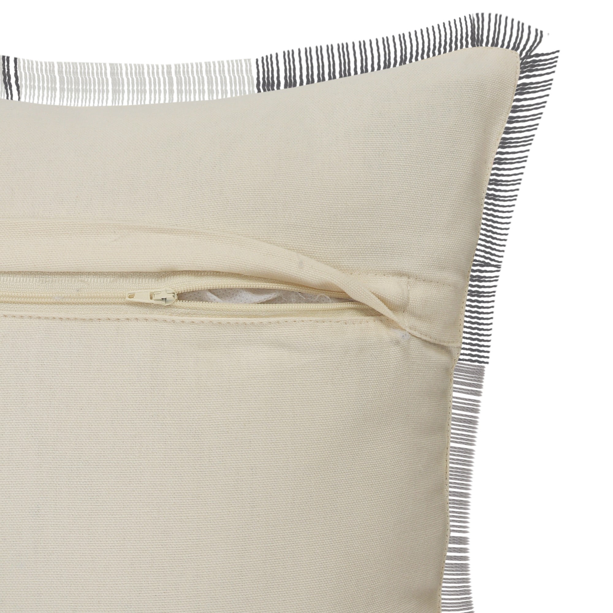 Laddha Home Designs Loomed Plaid Patchwork Cotton Throw Pillow Cover - 20" - Gray and White