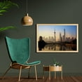 thumbnail image 2 of Landscape Wall Art with Frame, Shanghai Skyline at Sunrise with Historical Waibaidu Bridge China Scenic Morning, Printed Fabric Poster for Bathroom Living Room, 35" x 23", Blue Brown, by Ambesonne, 2 of 2
