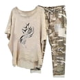 thumbnail image 1 of Hauts à Manches Courtes pour Femmes Ensemble Chemise + Pantalon Imprimé Col Rond Manches Courtes pour Femmes, 1 of 6