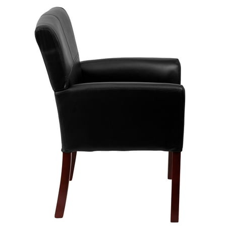 Flash Furniture - Taylor  Contemporary Leather/Faux Leather Side Chair - Upholstered - Black