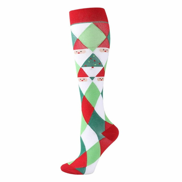 Aocisk Christmas Printed Calf Socks Long Tube Knee Socks with Compression Design Compression Socks for Support A l/xl