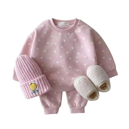 

Y2K Sweatsuits For Baby Girls Boys Fall Outfits For Toddler Girl Boy Long Sleeve Top And Long Pants Set Toddler Sweatsuits Love Print Two Piece