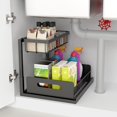 thumbnail image 2 of 2-Tier Pull-Out Under Sink Organizer - Slide-Out Cabinet Storage Shelf | Kitchen & Bathroom Utility Rack | Local Warehouse, 2 of 13