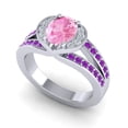thumbnail image 2 of 2.35 Ct Oval Cut Pink Sapphire & Amethyst Gemstone Luxurious Engagement Ring for Women Solid 14K White Gold Size 3.5 by Diamond-Capitals, 2 of 8