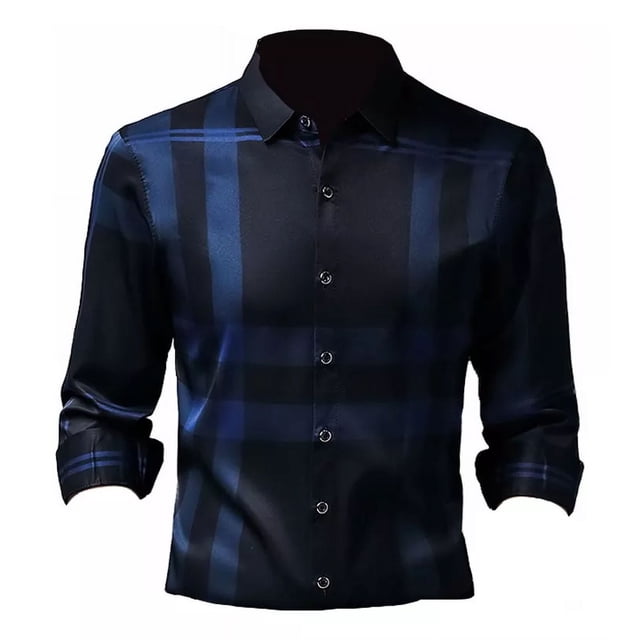 Camisas De Vestir De Seda Para Hombre, Camisas A Cuadros Cas
