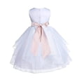 thumbnail image 3 of Ekidsbridal Satin Shimmering Organza White Flower Girl Dress Junior Pageant Wedding Bridesmaid Pretty Princess Christening Gown 4613S M, 3 of 3