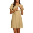 thumbnail image 4 of Edvintorg Maternity Nursing Dress Women Short Sleeve Crewneck Loose Comfy Breastfeeding Pregnant Dresses Pregnancy Clothes for Women Khaki XXL, 4 of 8
