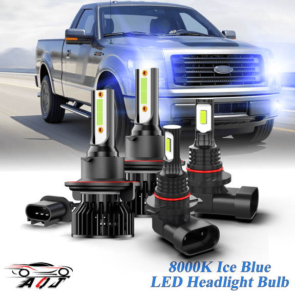 8000K Ice Blue LED Bulb for Ford F150 2004-2014 High-Low Beam Headlight Foglight Bulbs Combo Pack of 4