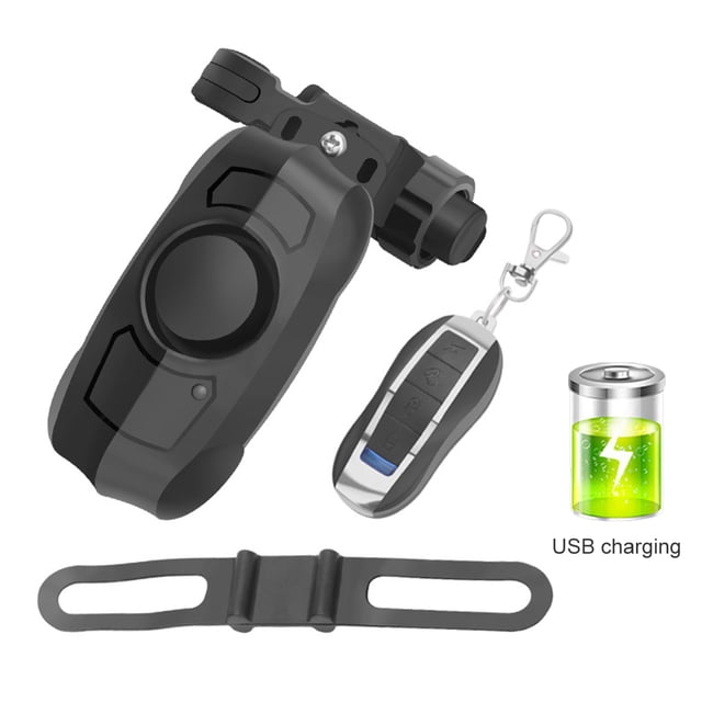 Alarma antirrobo para bicicleta, recargable por USB, con vibración y control remoto, bocina de 110 dB, inalámbrica.
