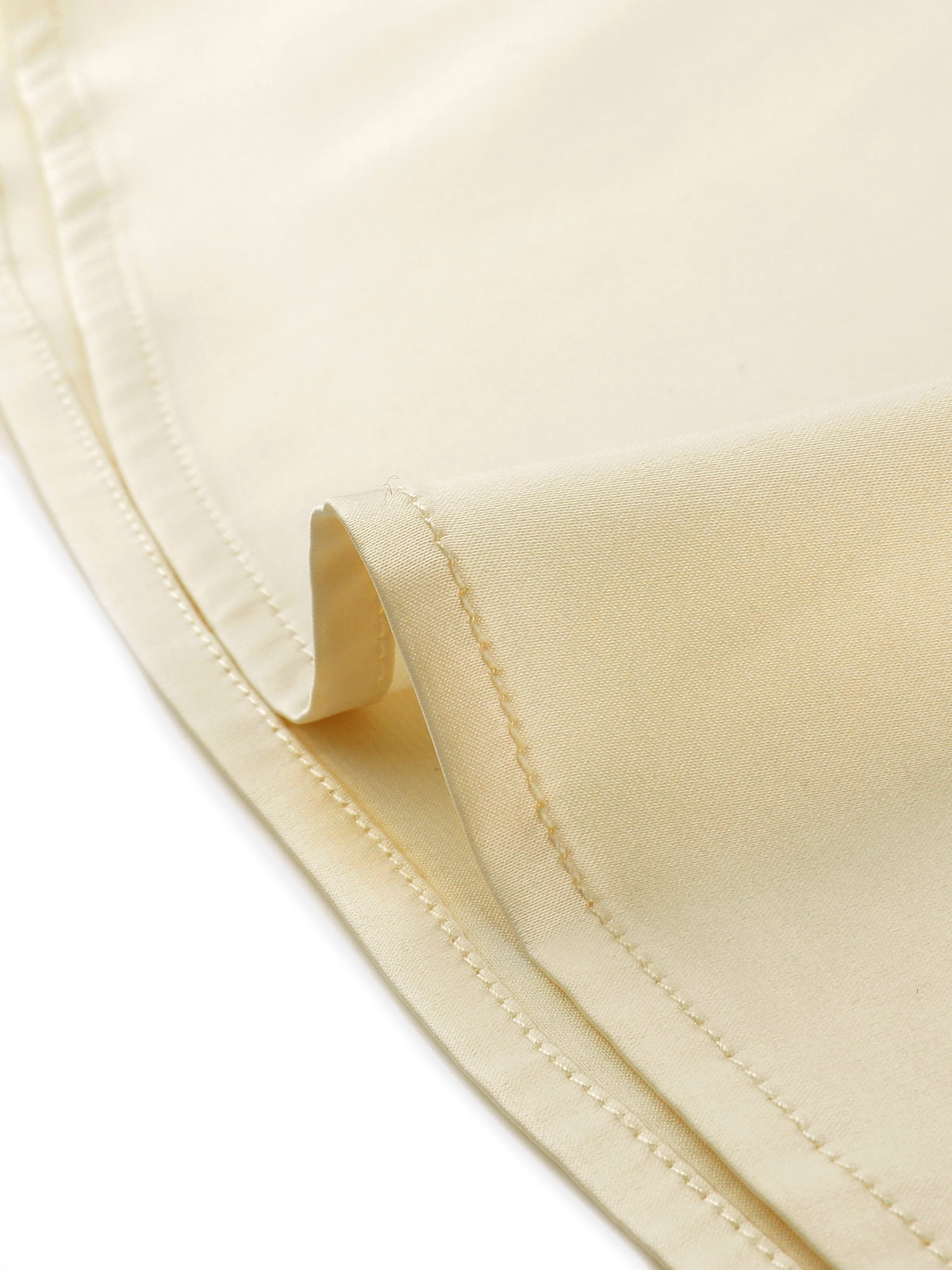 Unique Bargains Women's Point Neck Button Decor Short Sleeve Satin Blouse