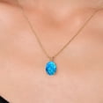 thumbnail image 3 of Gem Stone King 14K Yellow Gold Simulated Blue Opal Pendant Necklace for Women | 0.85 Cttw | Gemstone October Birthstone | Oval Cabochon 10X8MM | With 18 inch Chain, 3 of 6