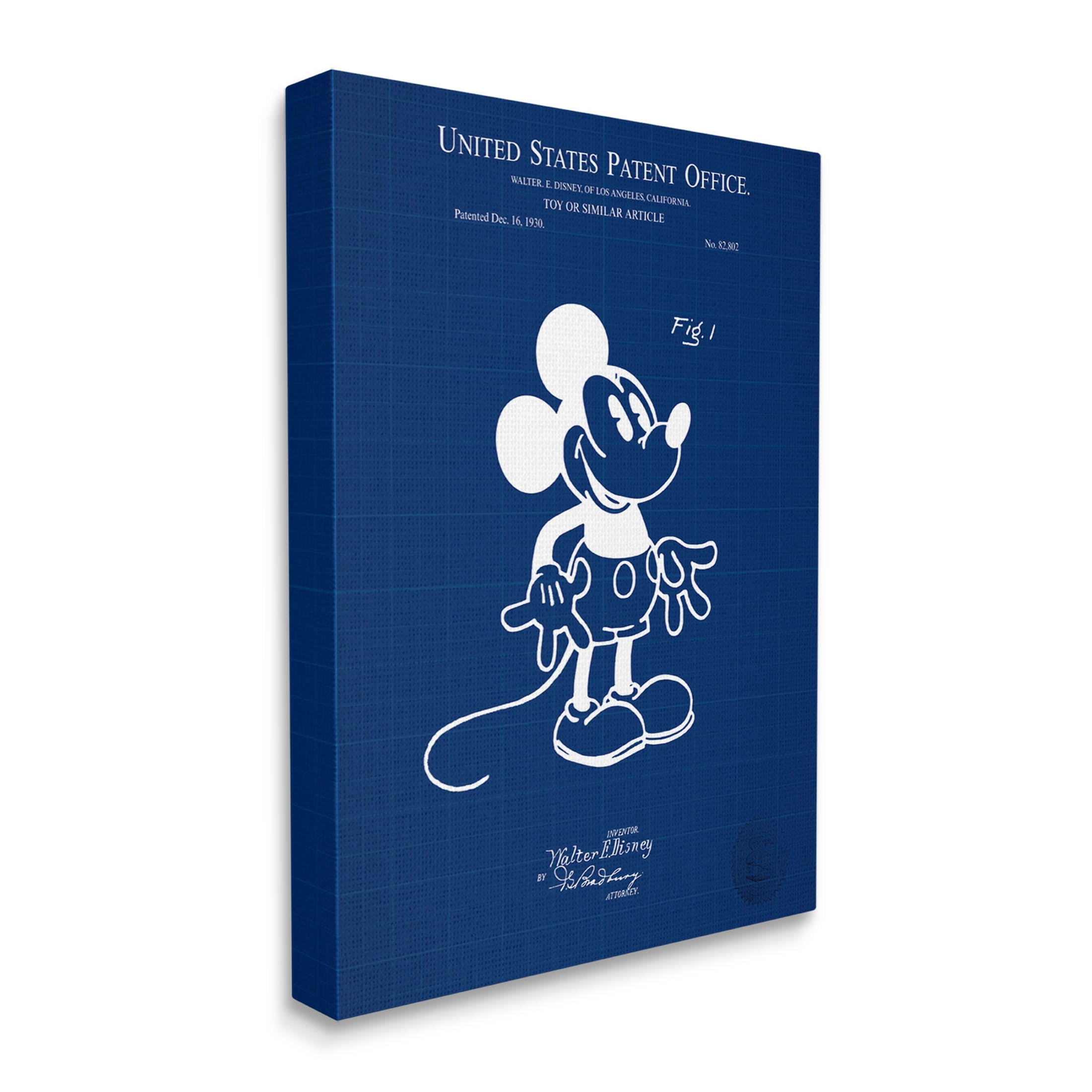 Stupell Industries Cartoon Mouse Character Blueprint Graphic Art Gallery Wrapped Canvas Print Wall Art, Design by Karl Hronek
