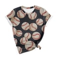 thumbnail image 4 of YHAJDS Women's Oversized T-shirts Baseball Print Short Sleeve Round Neck Loose Blouse, 4 of 5