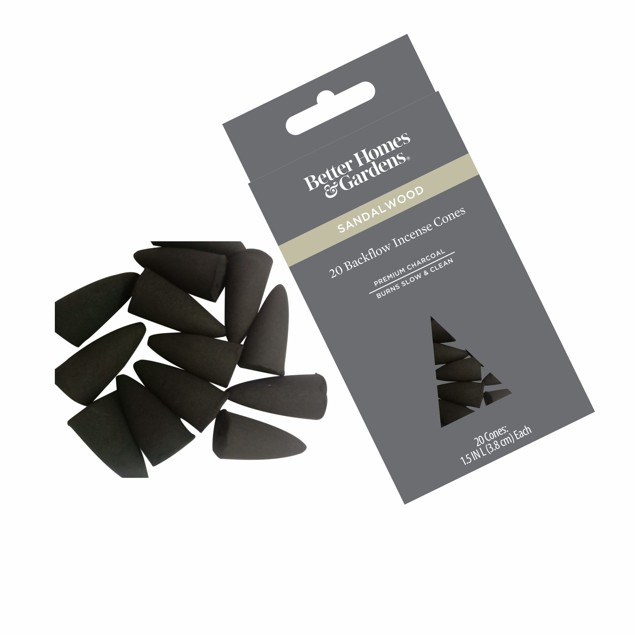 (4 pack) Better Homes & Gardens Premium Charcoal Backflow Incense Cones, Sandalwood, 20 Pack