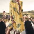 thumbnail image 1 of Vestido De Mujer Vestido elegante estampado Cuello redondo Vestidos sueltos Moda para boda (Amarillo XXXL) Cgtredaw Para estrenar, 1 of 1