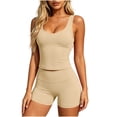 thumbnail image 2 of Maqroz Workout Sets for Women Scoop Neck Padded Sports Bra Tank High Waist Biker Shorts Seamless Tummy Control Gym Yoga Activewear Two Piece Outfit, 2 of 8